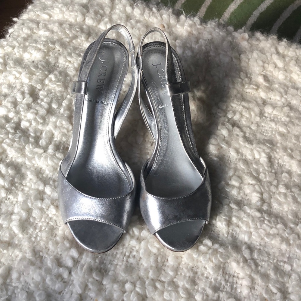 J.Crew Elsa metallic sling backs